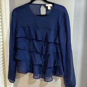 Women’s Ruffled Blue Blouse